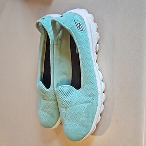 Teal skechers Slip ons
